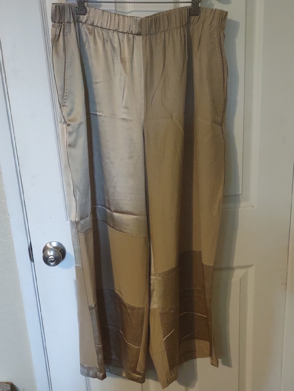 Lafayette 148 New York Champagne Satin Wide-Leg Pants size 1X